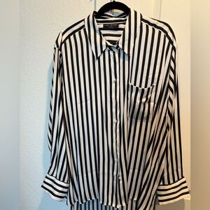 Lane Bryant Monochrome Striped Blouse/ButtonUp